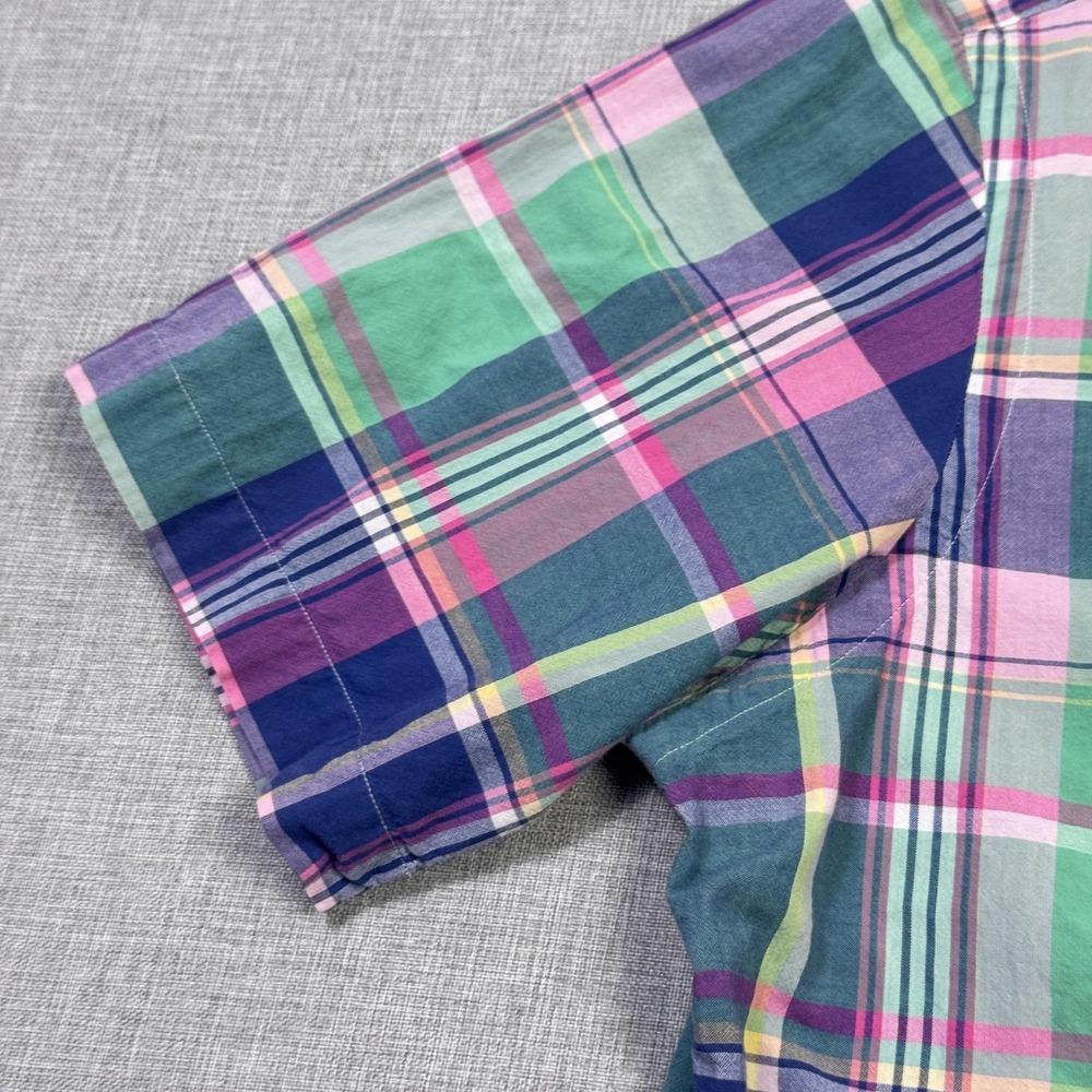 Ralph Lauren Madras Plaid  Short Sleeve Button-Down Shirt Mens Large Multicolor - Picture 8 of 9